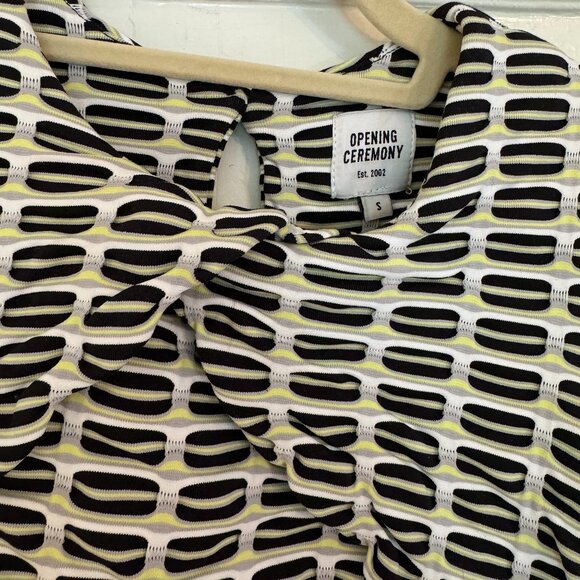 Opening Ceremony Black and White Geometric Print Fit and Flare Dress - Size S - Picture 4 of 6